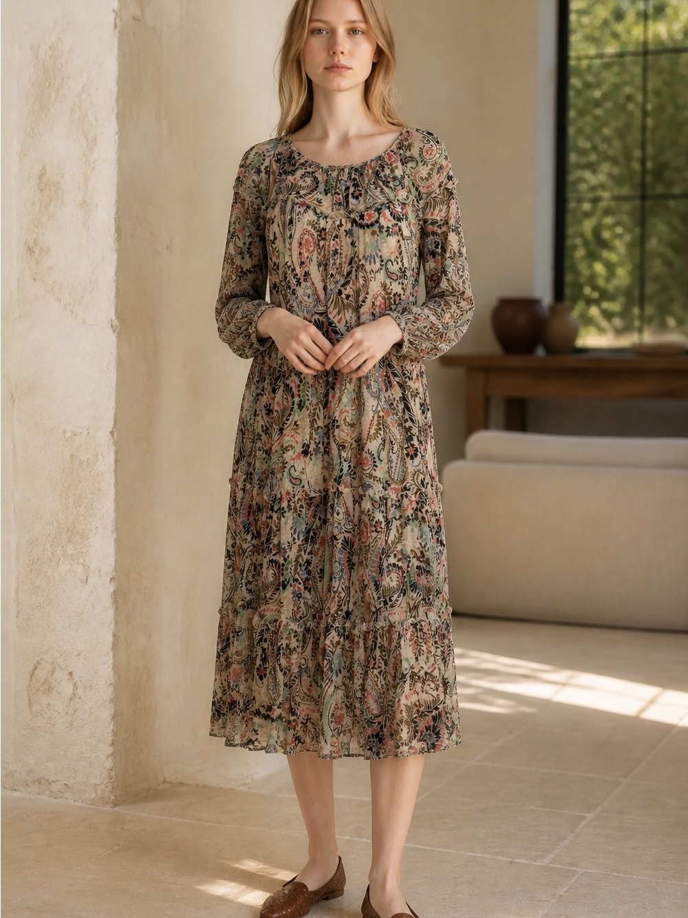 Kate and Lily Women's Floral Chiffon Maxi Dress  Size 8